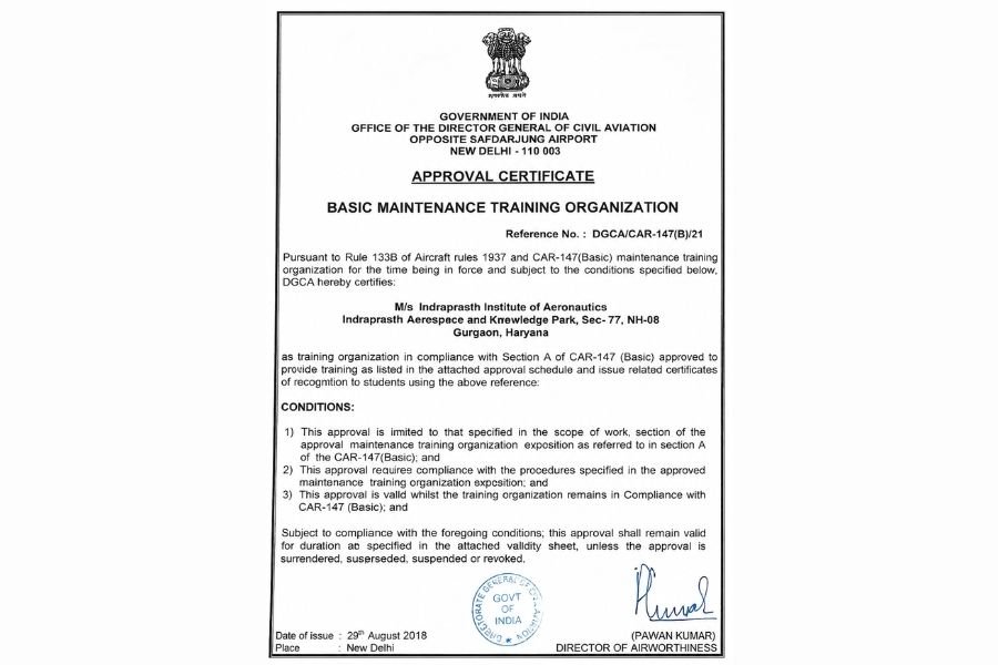 DGCA Approval Certificate