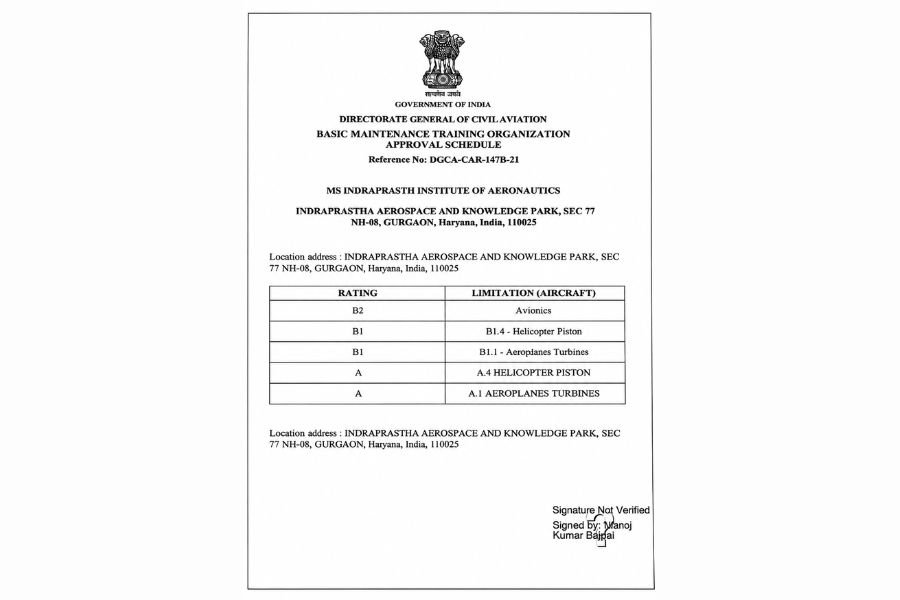 DGCA Approval Schedule