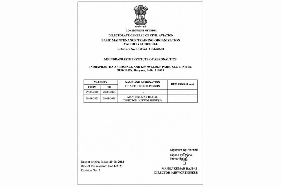 DGCA Validity Schedule